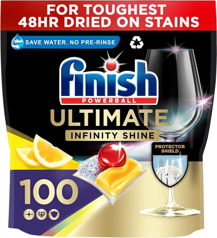 Finish Ultimate Infinity Shine Dishwasher Tablets, LEMON, 100 Dishwasher Tablets
