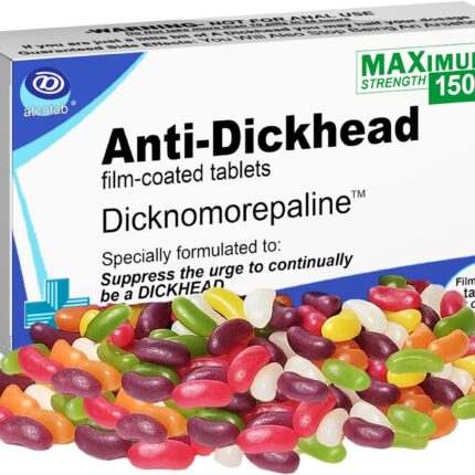 Funny Rude Joke Tablets Pill Box Prank Includes Jelly Beans Christmas Stocking Filler Sweets Unusual Gift for Men Secret Santa April Fools Day Birthday Gifts Women Dad Boyfriend (Anti D-Head)