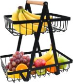 2-Tier Fruit Basket,Fruit Bowl Holder Bread Basket Vegetable Rack, Detachable Fruit Holder for Fruit, Vegetables, Snacks in Home, Kitchen Office，with Screwdriver