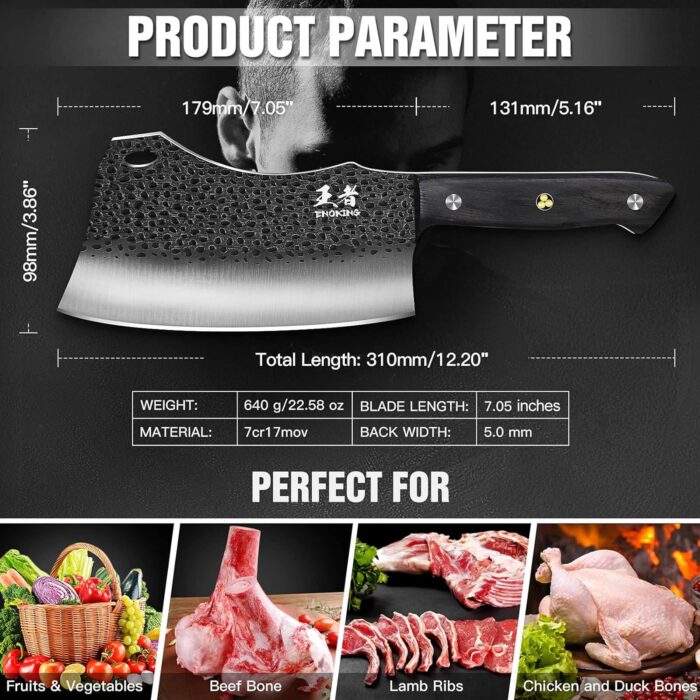 ENOKING Kitchen Knife 7 Inches Professional Chef Knives for Cutting, Boning, Chopping, Ultra Sharp Chinese Knife with Ergonomic Handle for Home, Kitchen, Restaurant