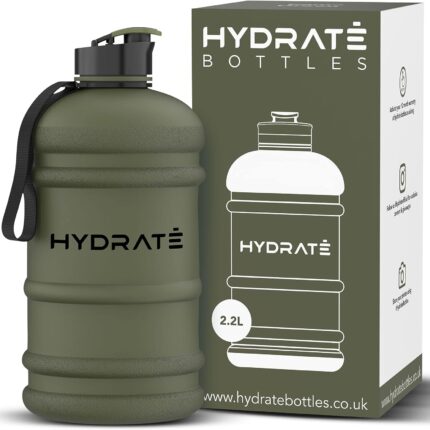 HYDRATE XL Jug 2.2L Water Bottle - Flip Cap, Suitable for Gym and Outdoor - Durable Sports Bottle - Lightweight Leak-proof Half Galon Jug - Matte Camo Finish