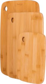Innoteck Essentials 3pc Bamboo Cutting Board Set – Natural Chopping Serving Lightweight Kitchen Home – Different Sizes