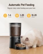 Tccbac 5L Automatic Cat Feeders,Dry Food Dispenser for Cats Small Dogs Automatic Pet Feeder with Timer,Cat Food Machine,Dual Power Supply,Stainless Steel Bowl,20s Voice Recorder,1-6 Meals Per Day