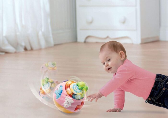 About this item BABY'S ACTIVITY BALL: This fun baby ball toy features loads of activities for babies development. The rolling feature is great to wake babies' interest and encourage crawling around EDUCATIONAL TOY: Your little one will love the activity ball as it includes an introduction to colors, numbers, animals and more. The bright colours and lights are designed to attract their attention and stimulate their hand-eye coordination DEVELOP FINE MOTOR SKILLS: By pushing the ball, pressing the buttons and slidding the turtle, toddlers will develop finger dexterity and be introduced to cause and effect through their actions MUSICAL BABY TOY: Featuring 12 melodies and 4 sing-along songs to stimulate your toddler's auditive sense while keeping them entertained IDEAL GIFT FOR TODDLERS: This cute interactive toddler toy is the perfect gift for a first birthday or Christmas, as it is specifically designed to support their development between 6 months to 3 years. 3 AA batteries required (included)