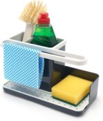 simplywire – Sink Tidy/Caddy – Kitchen Sink Organiser – Removable Drip Tray – Non-Slip - Grey & White