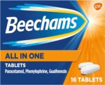 Beechams Cold & Flu Tablets, Pain, Cough & Congestion Relief Medicine with Paracetamol, All in One Tablets, 16 Count