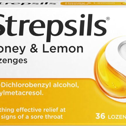 Strepsils Honey & Lemon Lozenges, 36s, Gluten Free, Sore Throat Relief, Soothes Sore Throat, Fights Infection, Works in 5 Mins